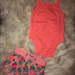 Baby girl matching onesie and shorts